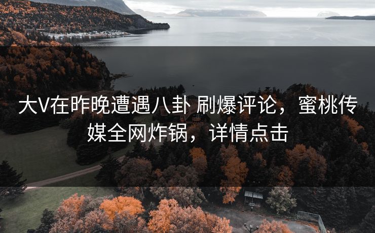 大V在昨晚遭遇八卦 刷爆评论，蜜桃传媒全网炸锅，详情点击